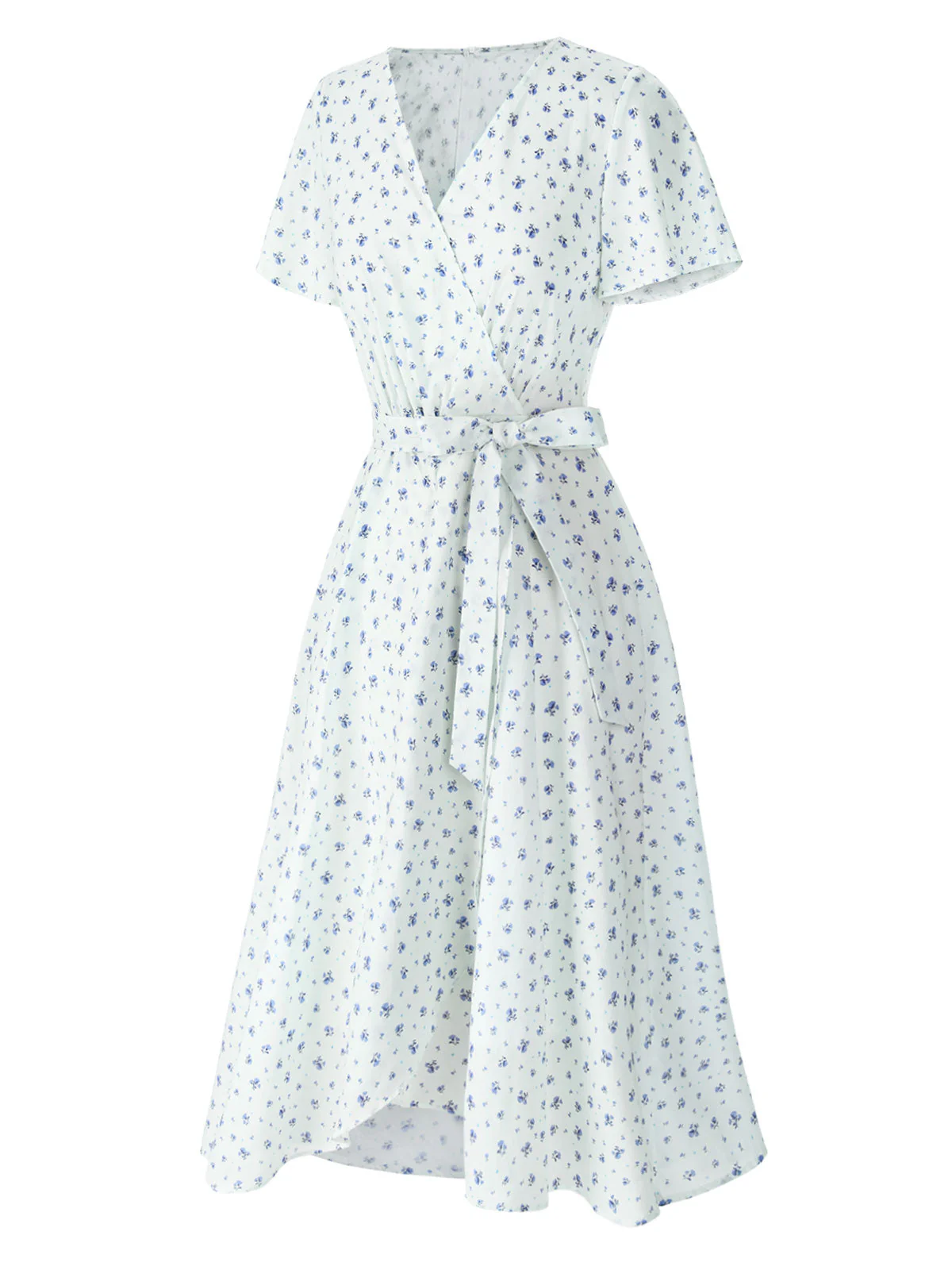 Weiß 1940er Baumwolle Diagonale Träger Blumen Kleid - Image 4