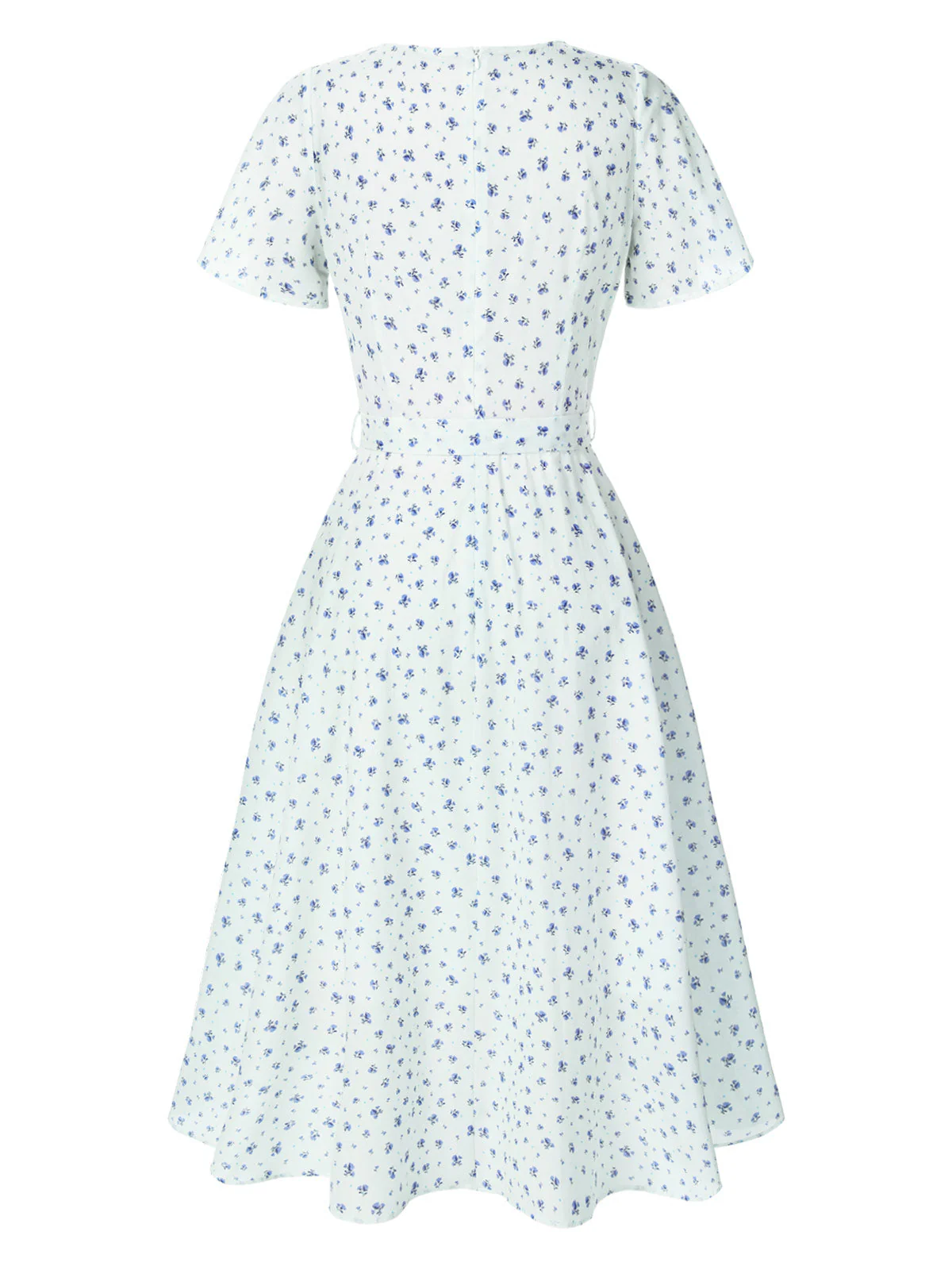 Weiß 1940er Baumwolle Diagonale Träger Blumen Kleid - Image 5