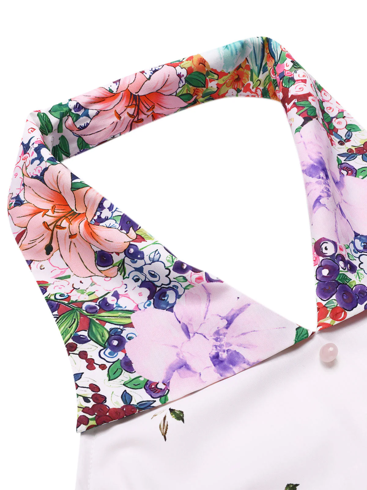Weiß 1940er Blumen Revers Spleißen Kleid - Image 6