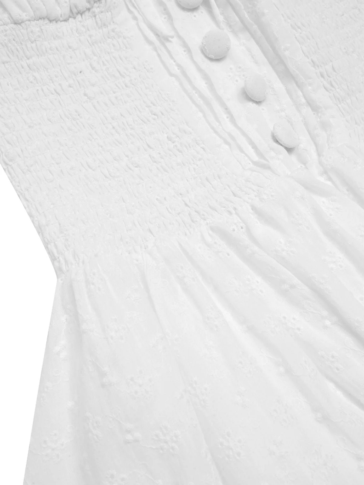 Weiß 1940er Solide Baumwolle Bestickt Spitze Kleid - Image 5
