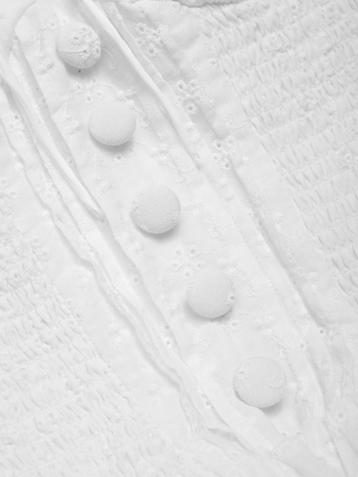 Weiß 1940er Solide Baumwolle Bestickt Spitze Kleid - Image 7