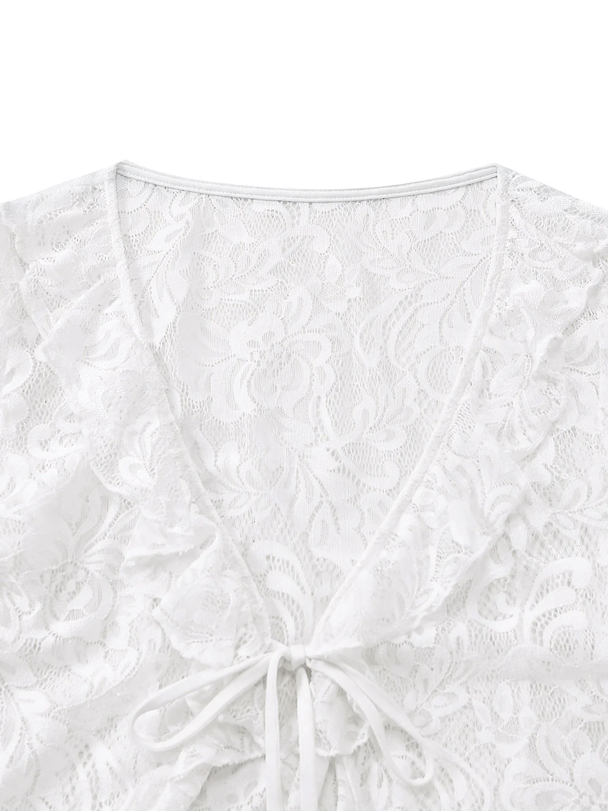 [Vorverkauf] Weißes 60er Maxi-Cover-Up mit Spitze und Glockenärmel - Image 5