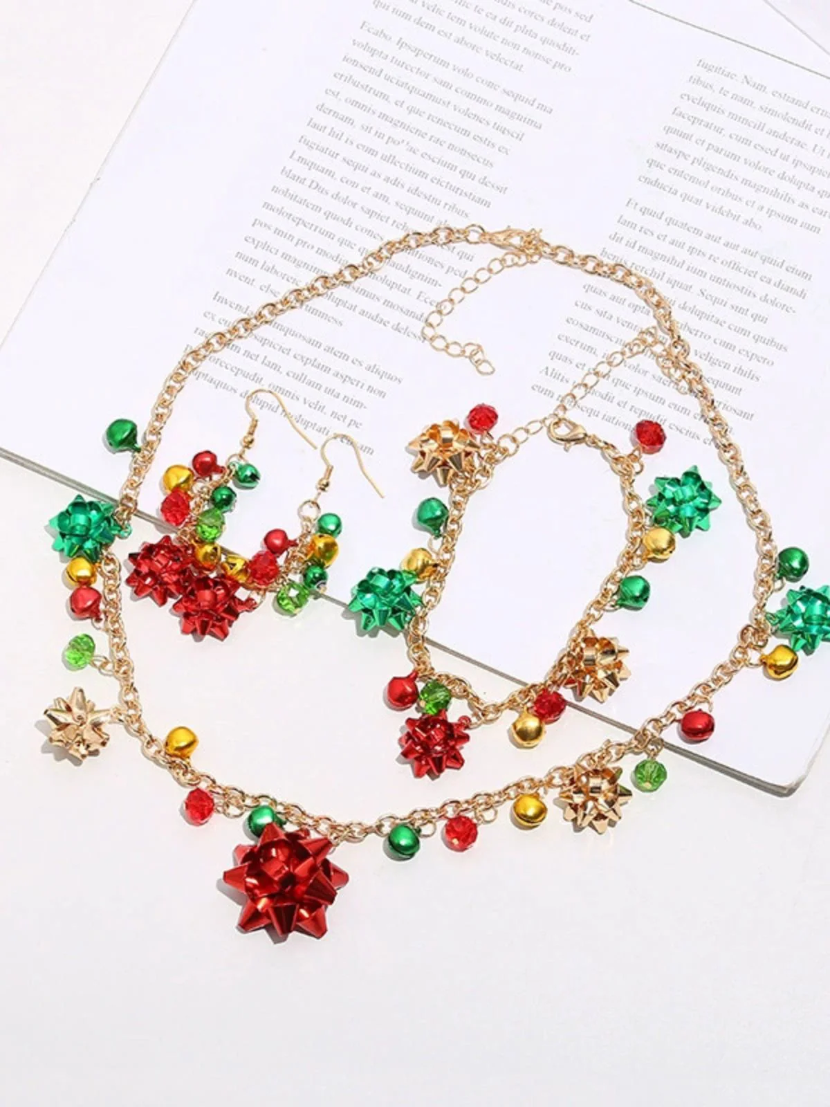 Weihnachten Blumen Glocke Halskette & Armband & Ohrringe Set - Image 4