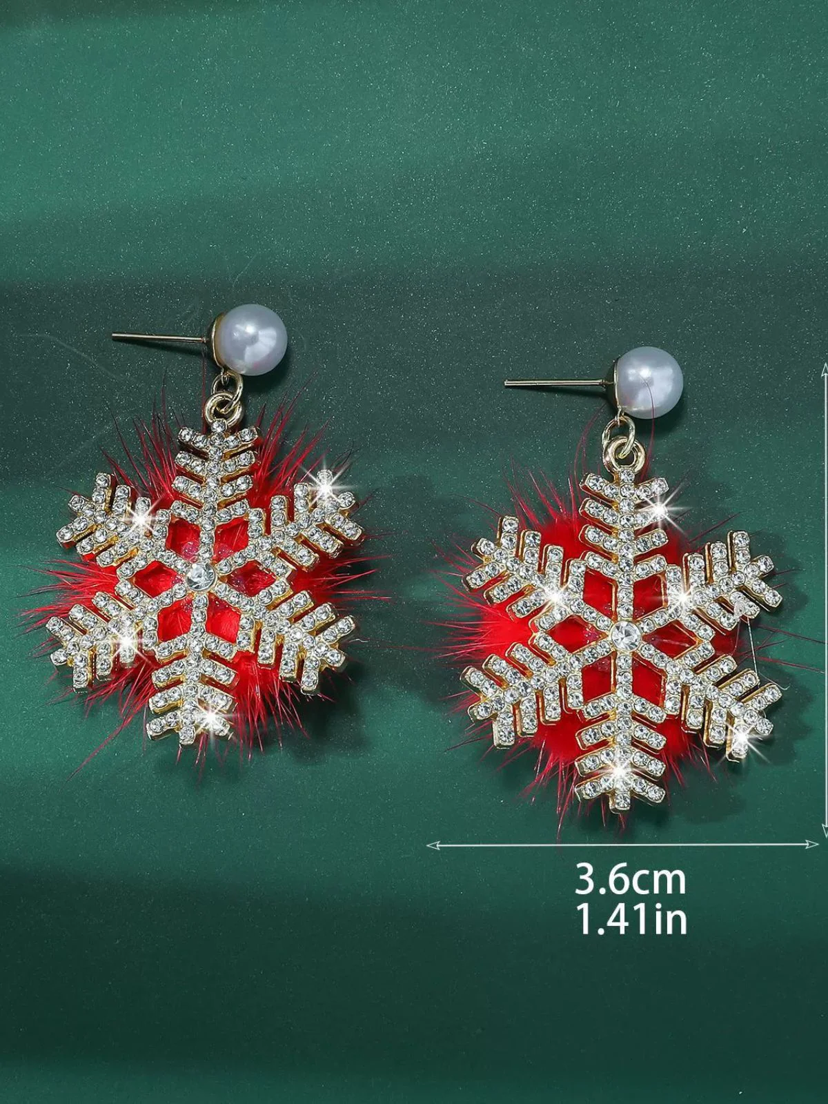 Weihnachten Flauschige Schneeflocke Diamant Perle Ohrringe - Image 4
