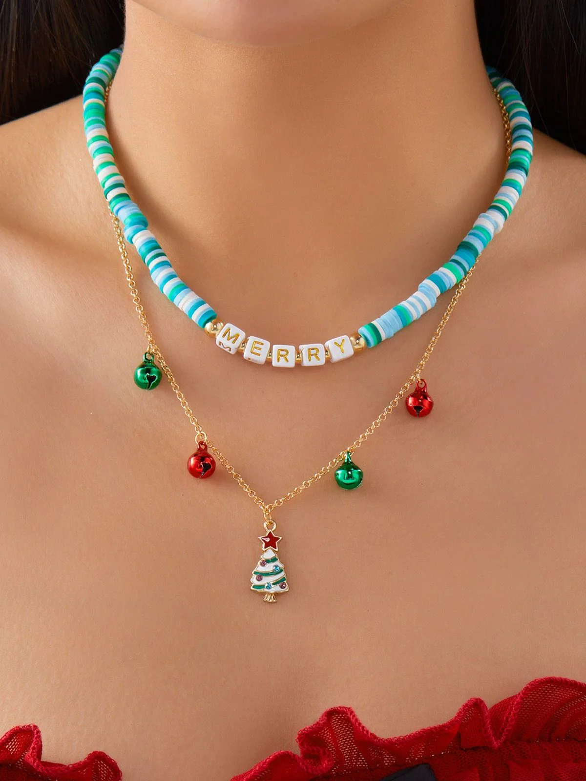 Weihnachten Geschichtet Beaded Glocken Halskette - Image 11