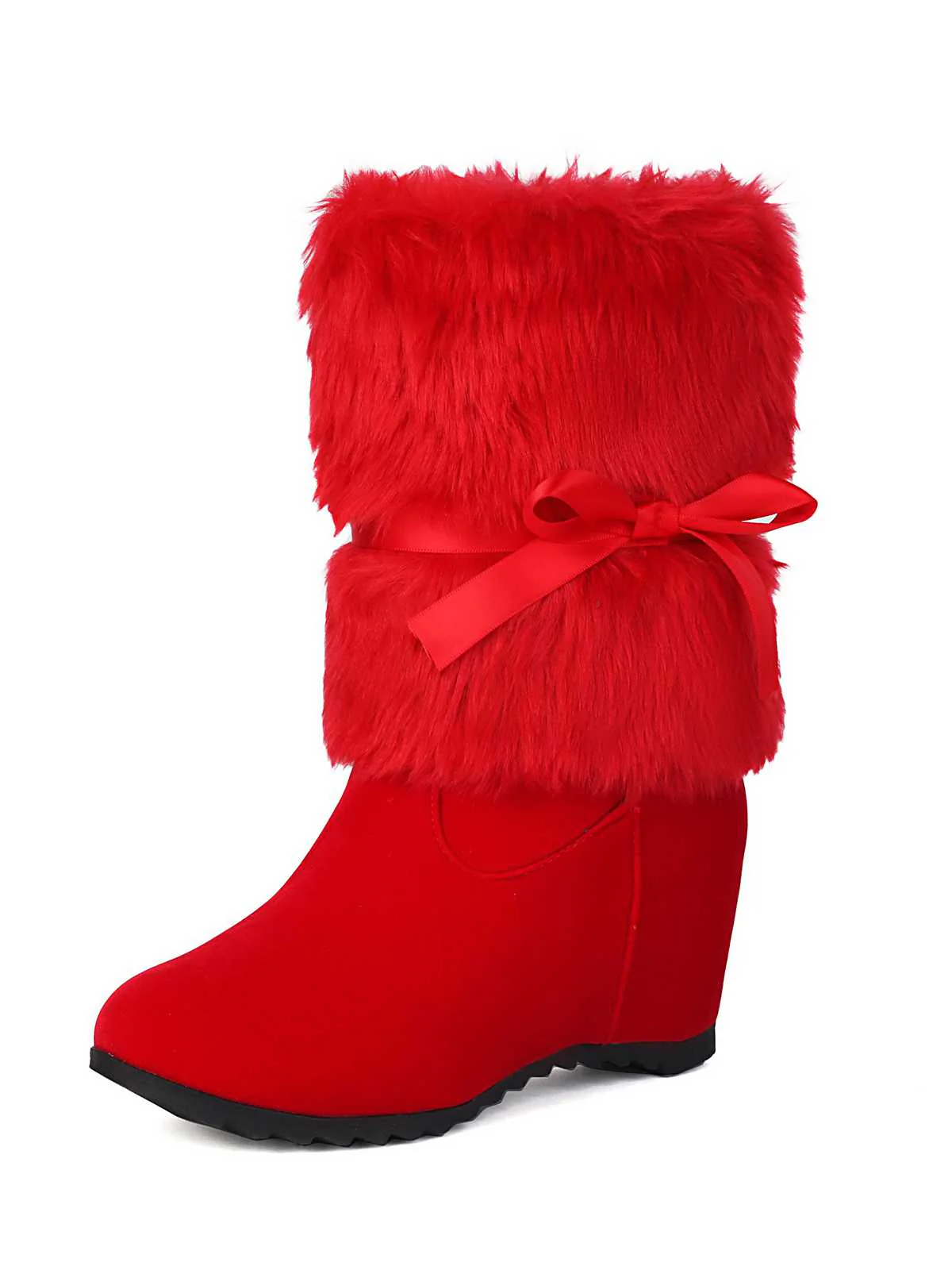 Weihnachten Patchwork Pelzschleife Stiefel - Image 5