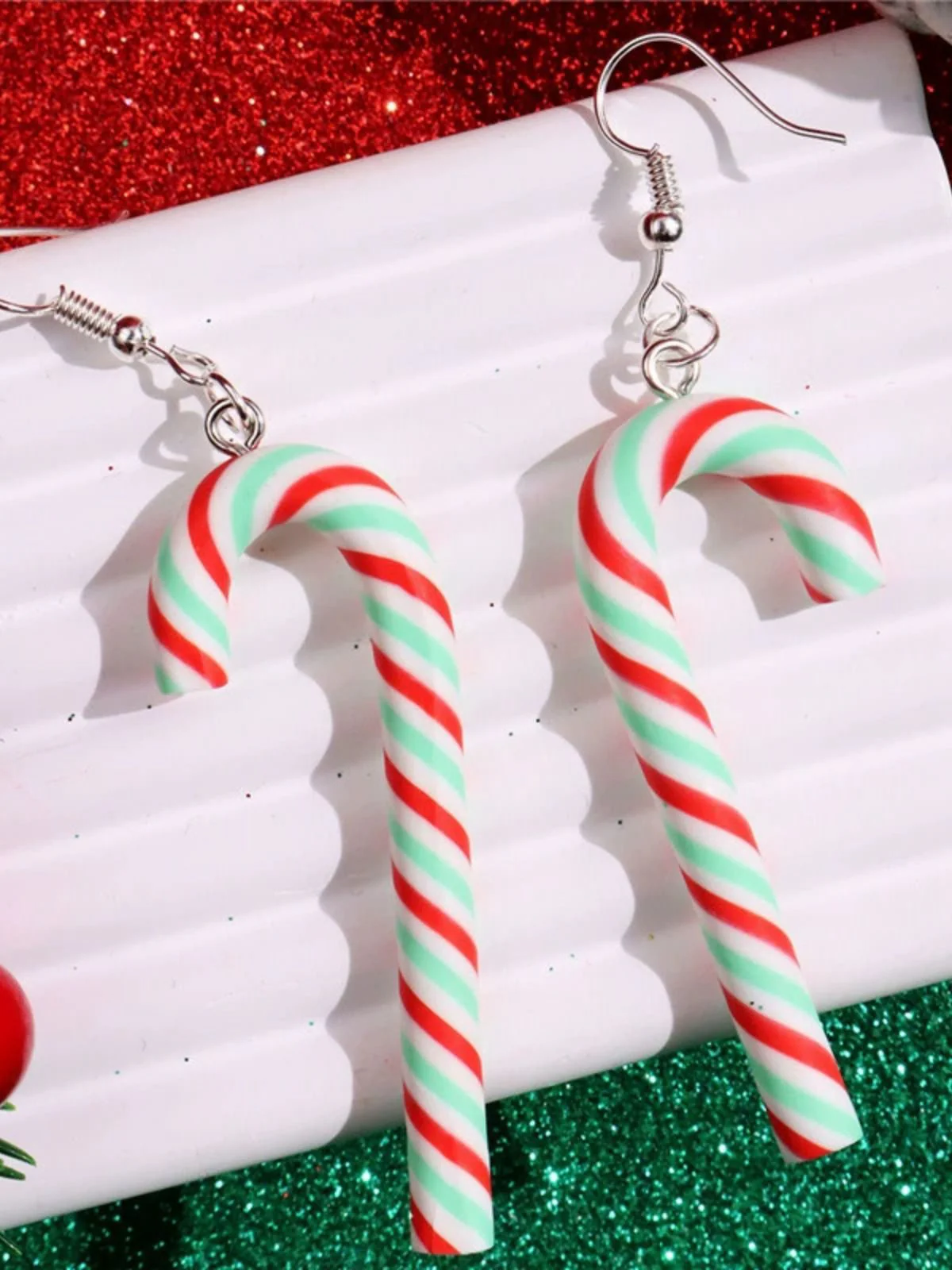 Weihnachten Regenbogen Zuckerrohrbonbon Farbe Ohrringe - Image 16