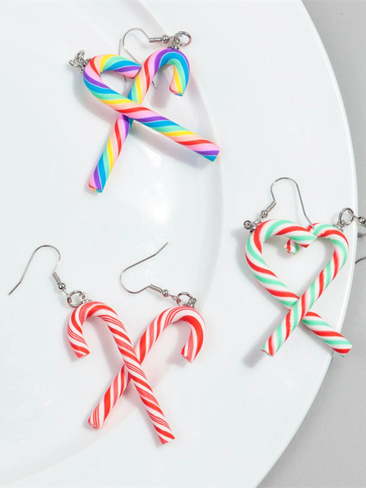 Weihnachten Regenbogen Zuckerrohrbonbon Farbe Ohrringe - Image 2