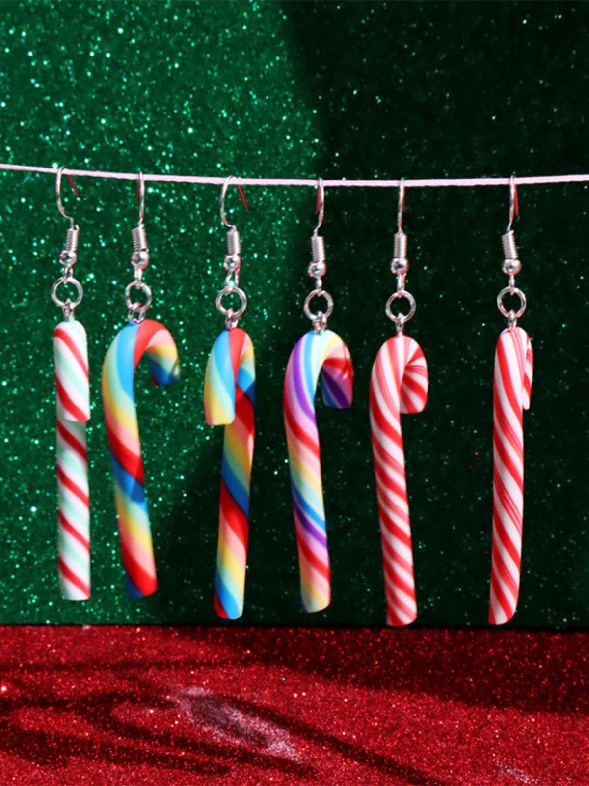 Weihnachten Regenbogen Zuckerrohrbonbon Farbe Ohrringe - Image 3