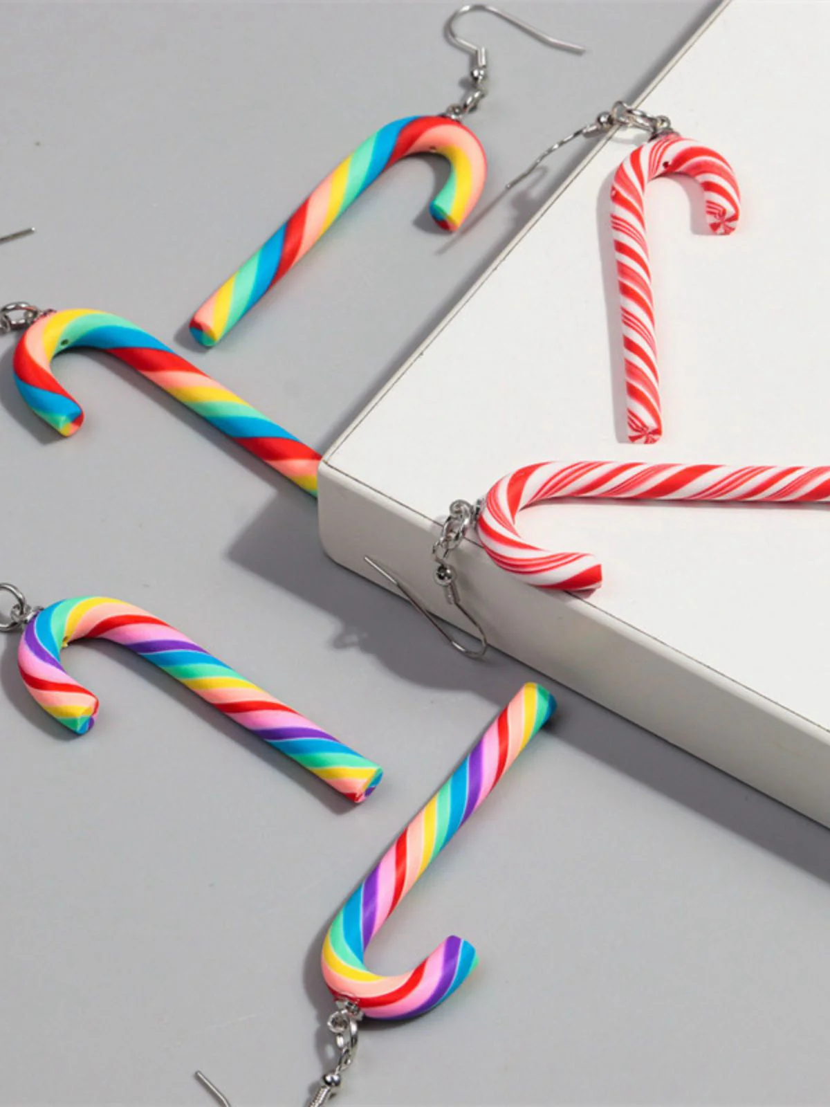 Weihnachten Regenbogen Zuckerrohrbonbon Farbe Ohrringe - Image 4