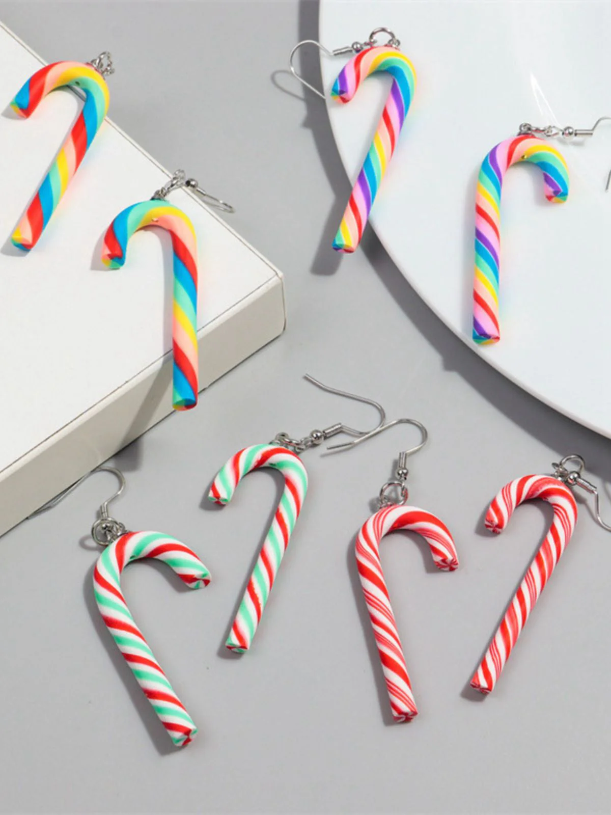 Weihnachten Regenbogen Zuckerrohrbonbon Farbe Ohrringe - Image 5