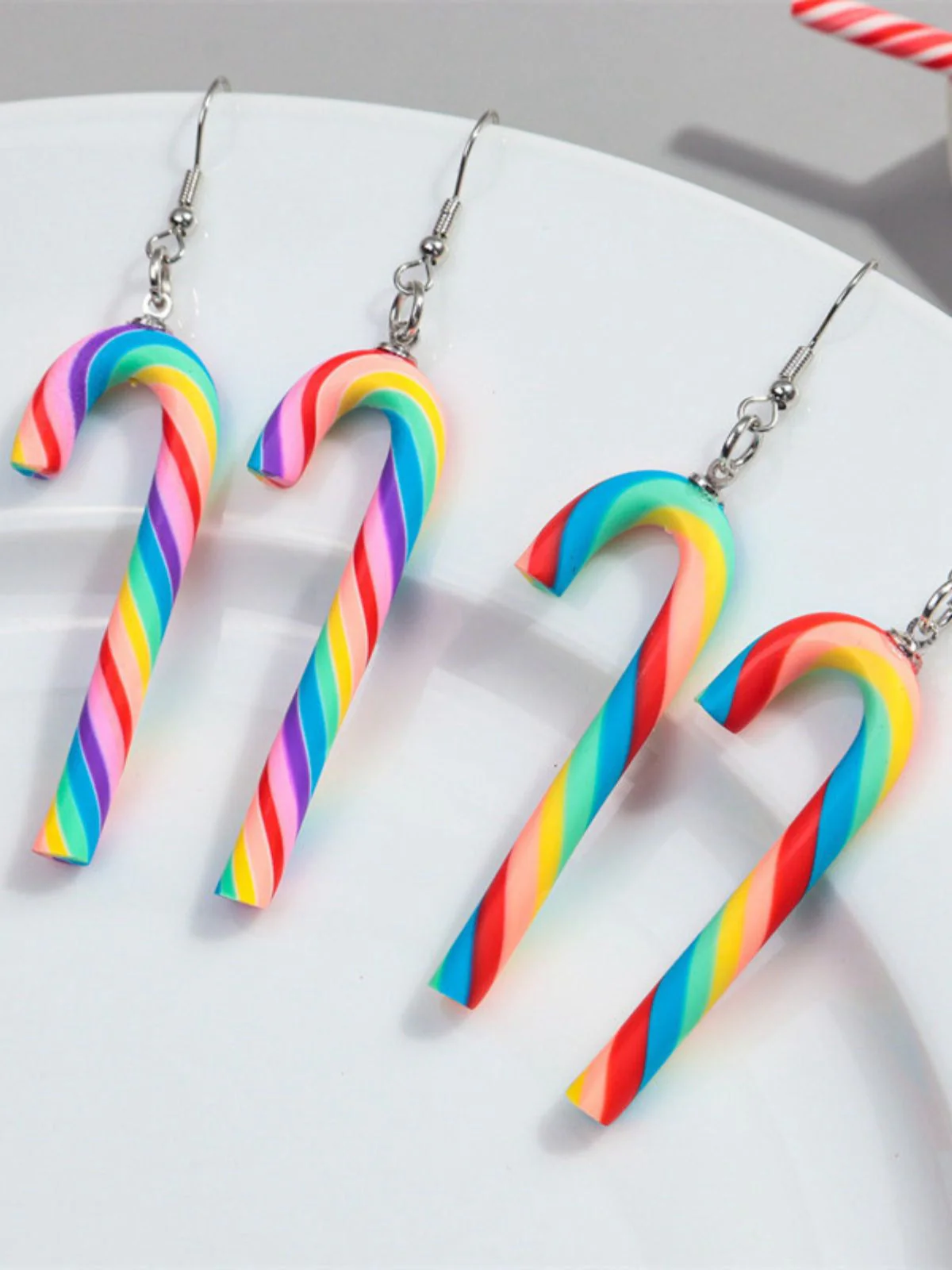 Weihnachten Regenbogen Zuckerrohrbonbon Farbe Ohrringe - Image 6