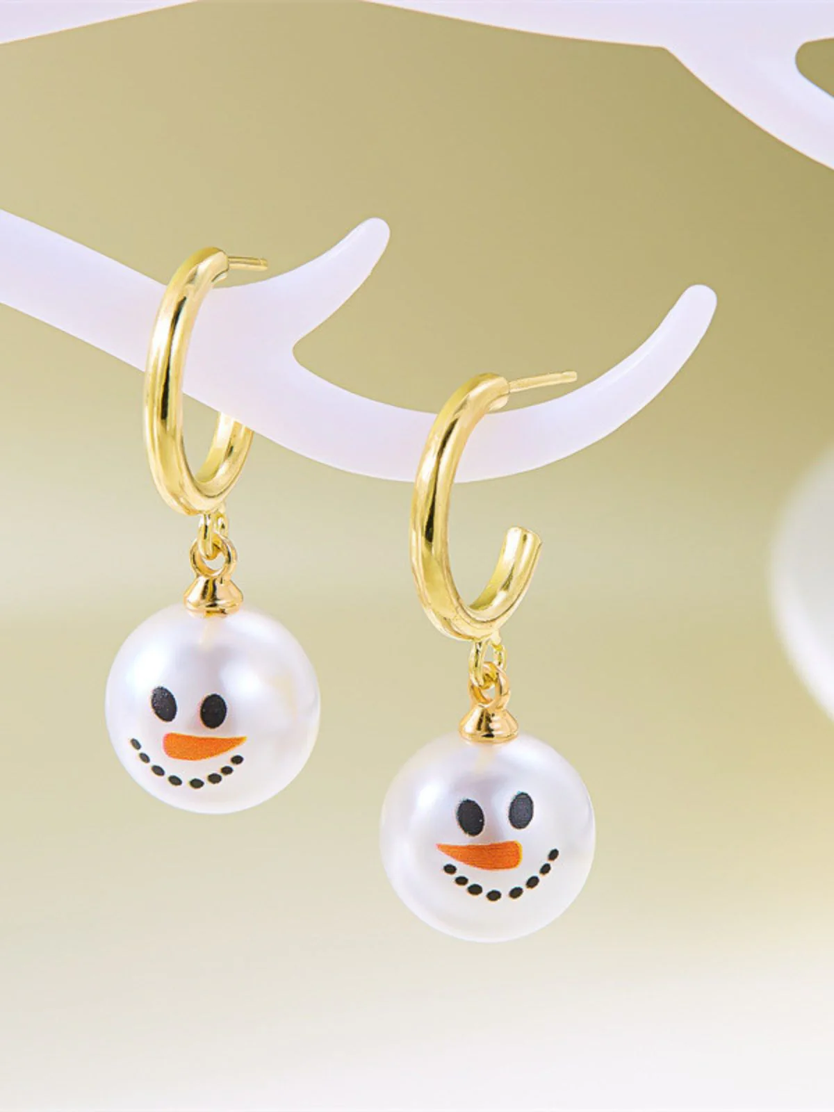 Weihnachten Strassstein Schneeflocke Perle Hut Schneemann Ohrstecker - Image 12