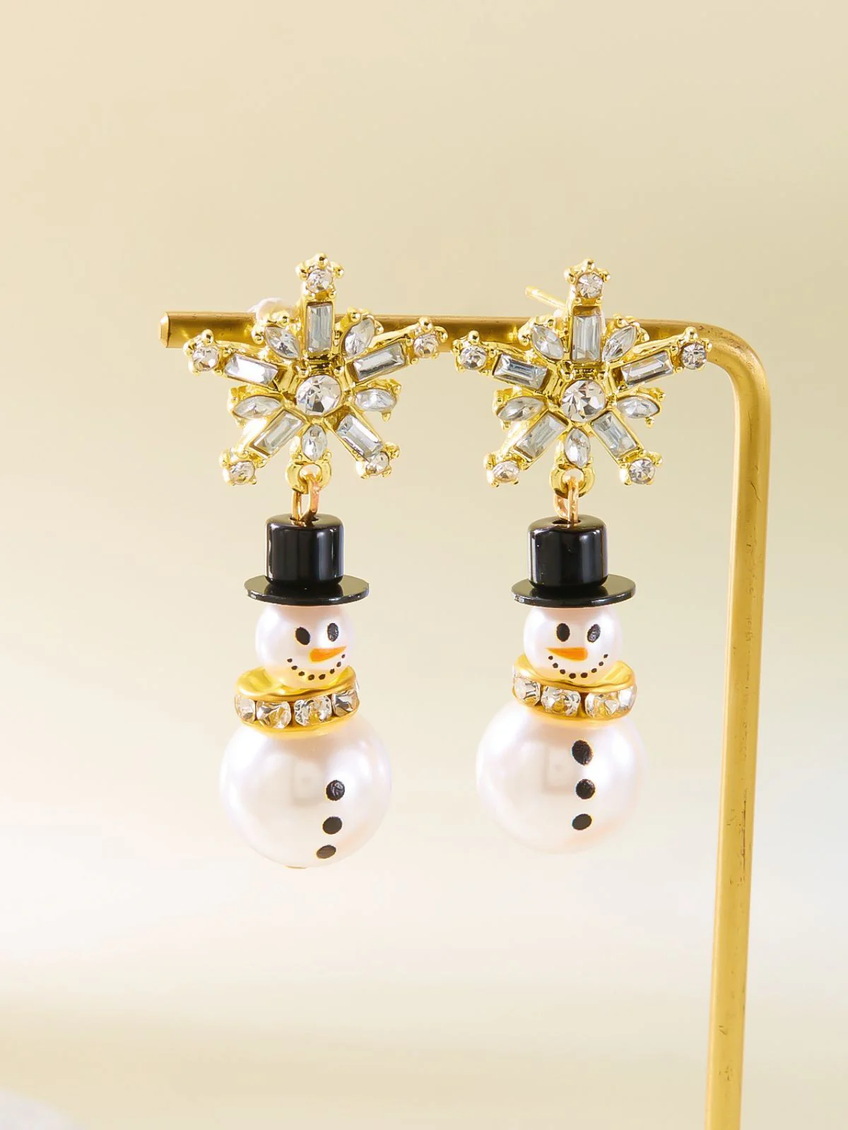 Weihnachten Strassstein Schneeflocke Perle Hut Schneemann Ohrstecker - Image 4