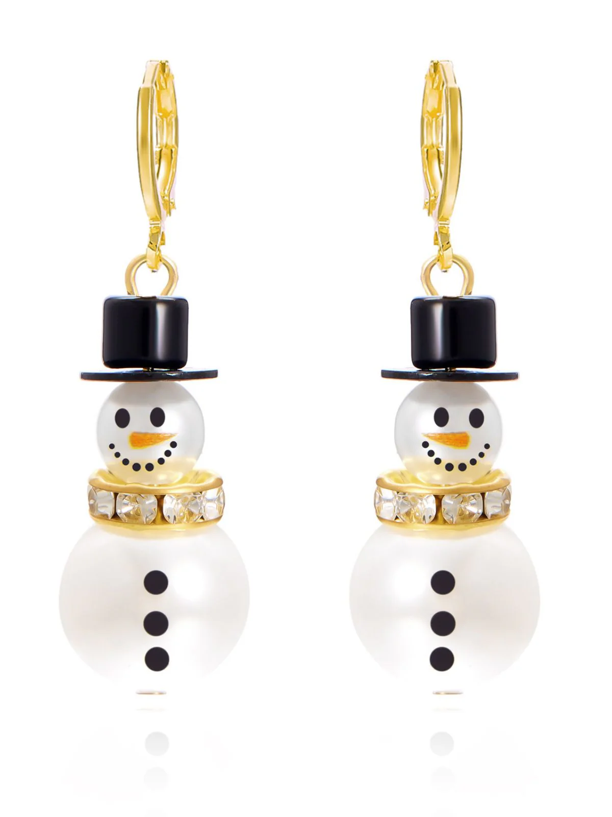 Weihnachten Strassstein Schneeflocke Perle Hut Schneemann Ohrstecker - Image 5