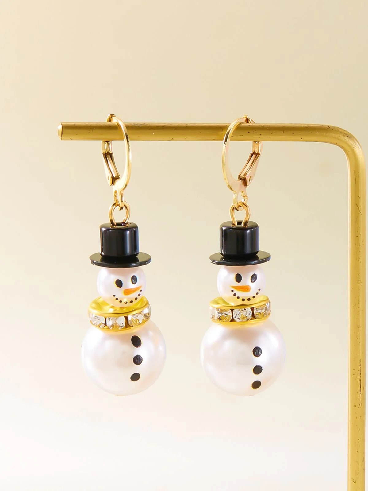 Weihnachten Strassstein Schneeflocke Perle Hut Schneemann Ohrstecker - Image 6