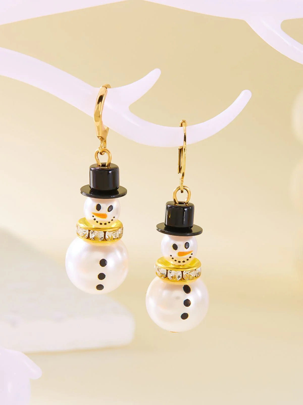 Weihnachten Strassstein Schneeflocke Perle Hut Schneemann Ohrstecker - Image 7