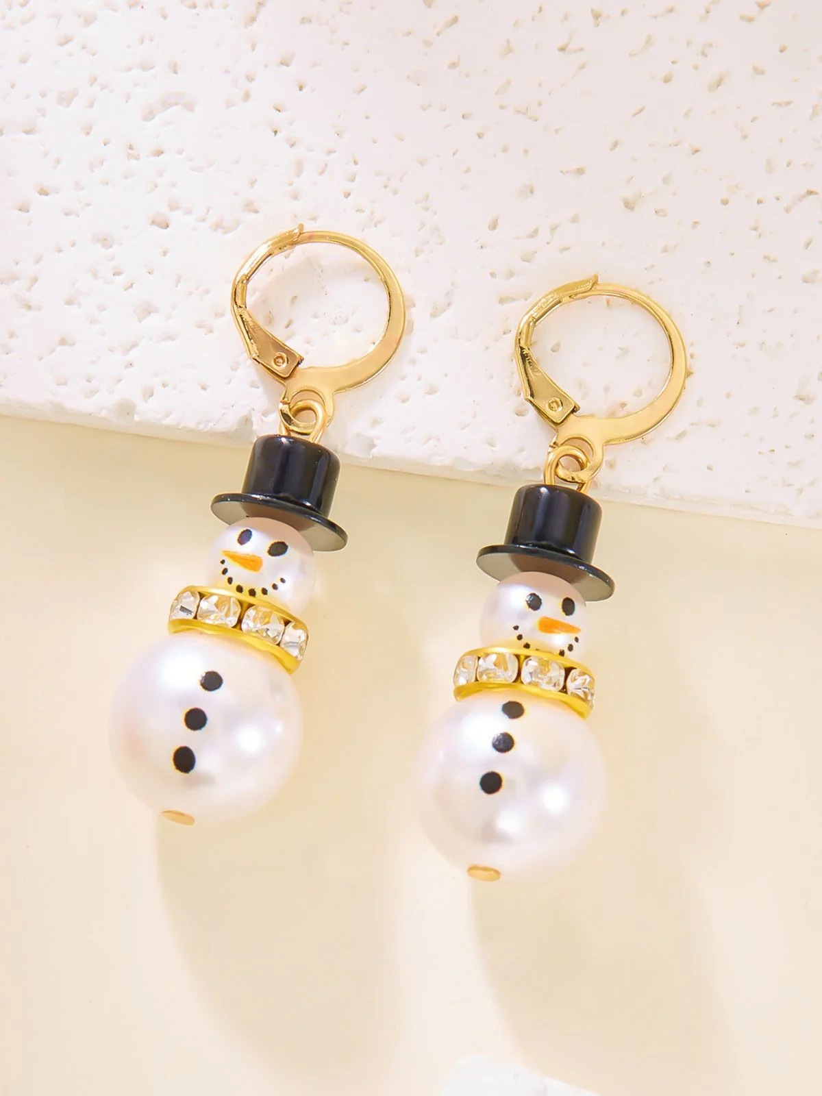 Weihnachten Strassstein Schneeflocke Perle Hut Schneemann Ohrstecker - Image 8