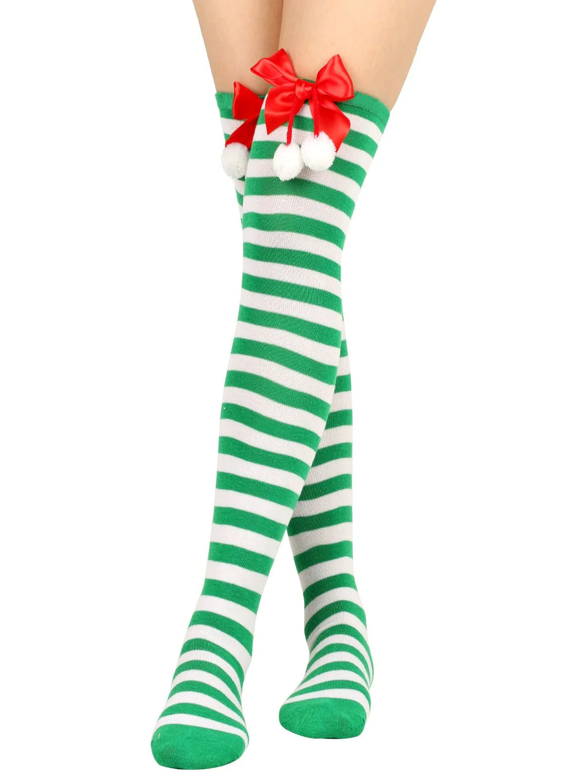 Weihnachten Streifen Bogen Pompon Socken - Image 2