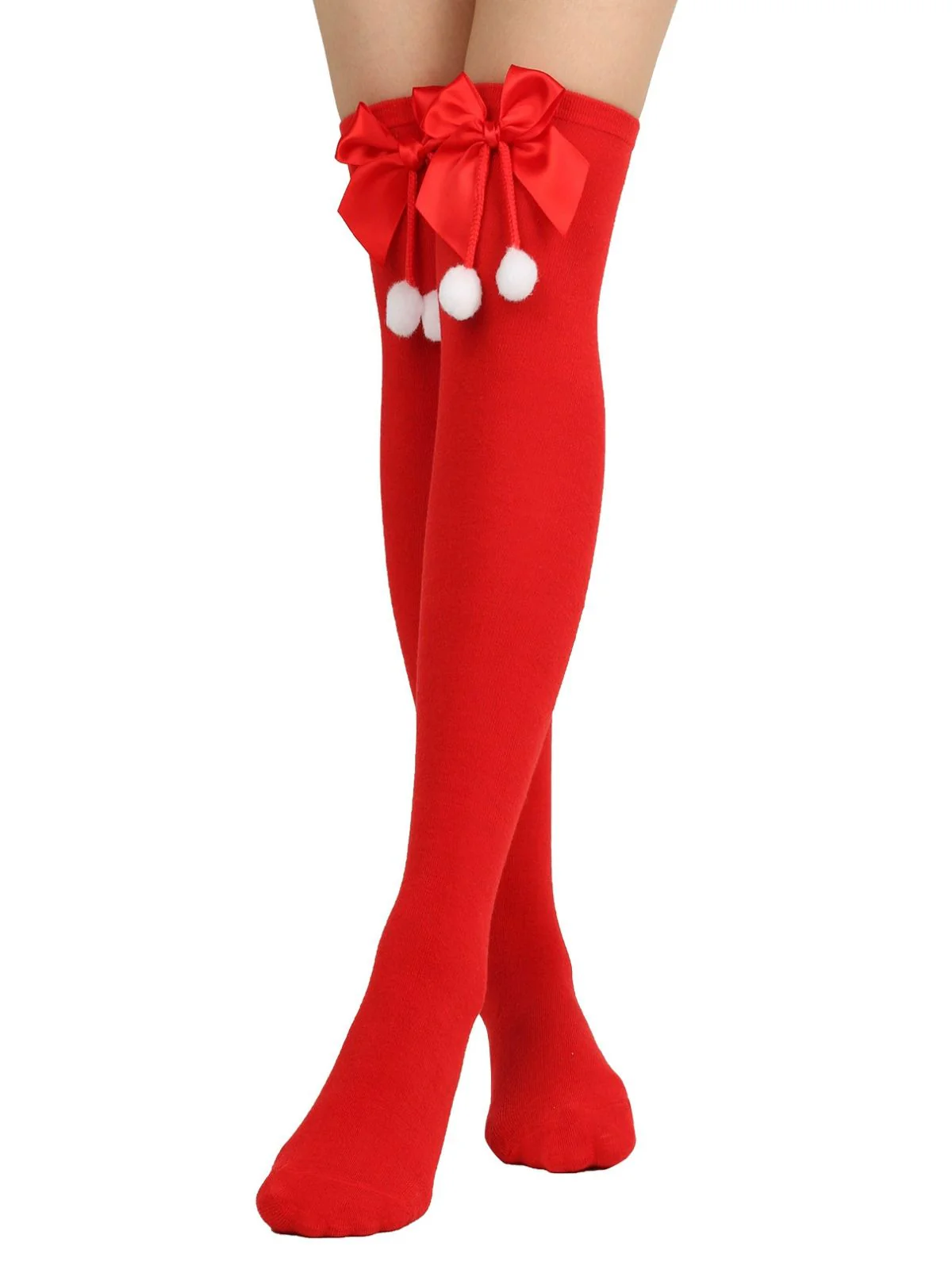Weihnachten Streifen Bogen Pompon Socken - Image 3