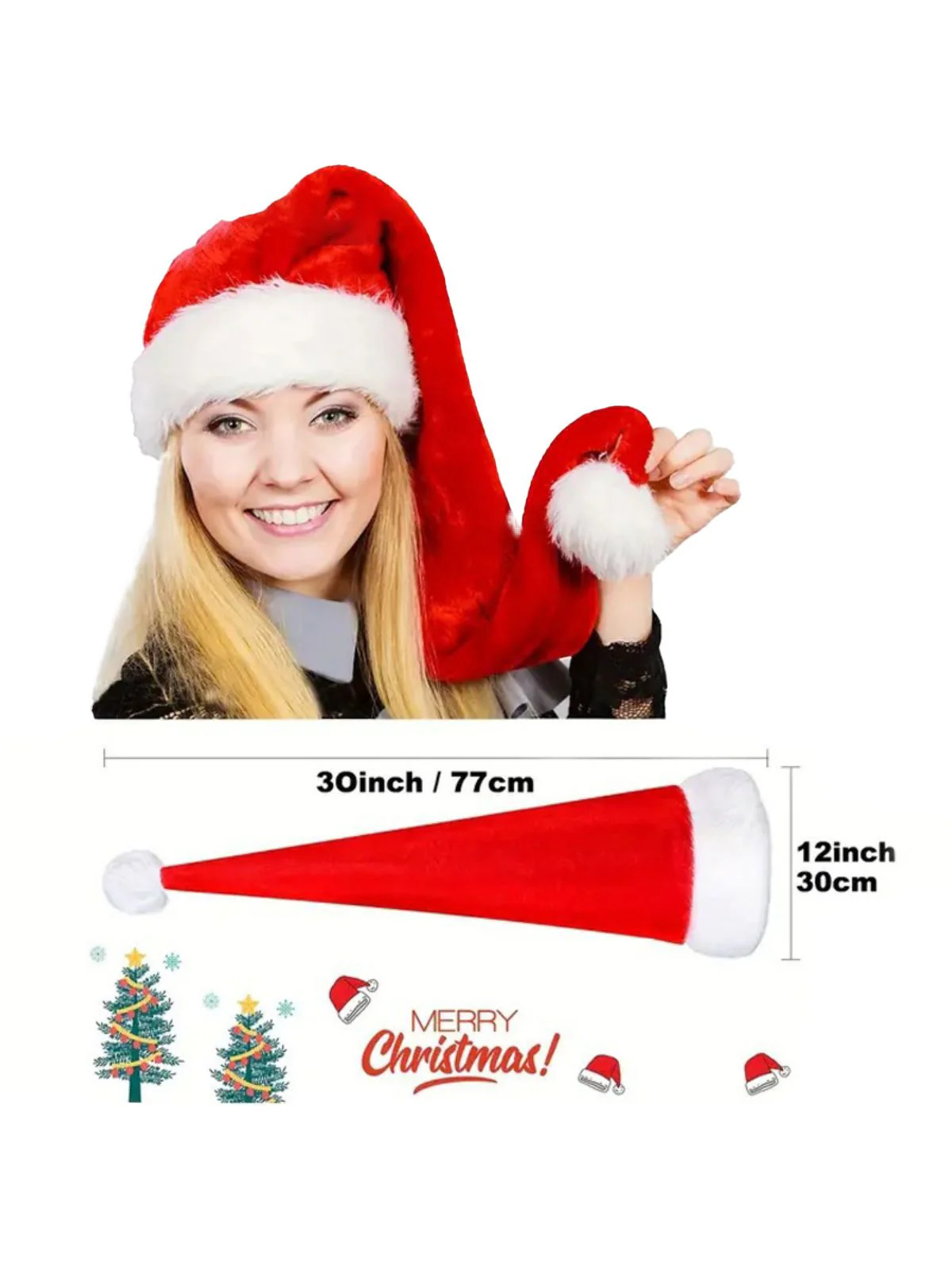 Weihnachten Verlängerte Länge Flauschiger Hut - Image 6