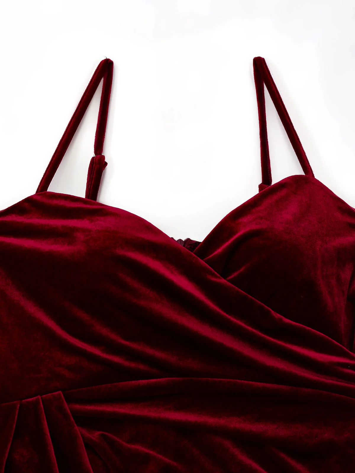 Weinrot 1930er Samt Rüschensaum Kleid - Image 4