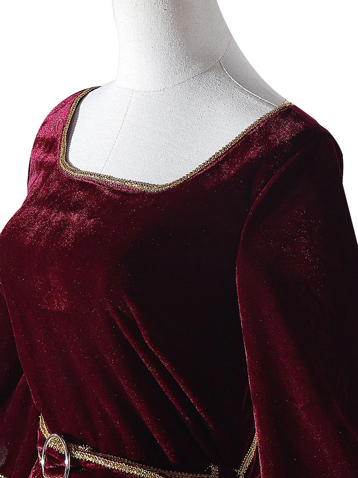 Weinrot 1930er Tangled Mother Gothel Samt Kleid - Image 4