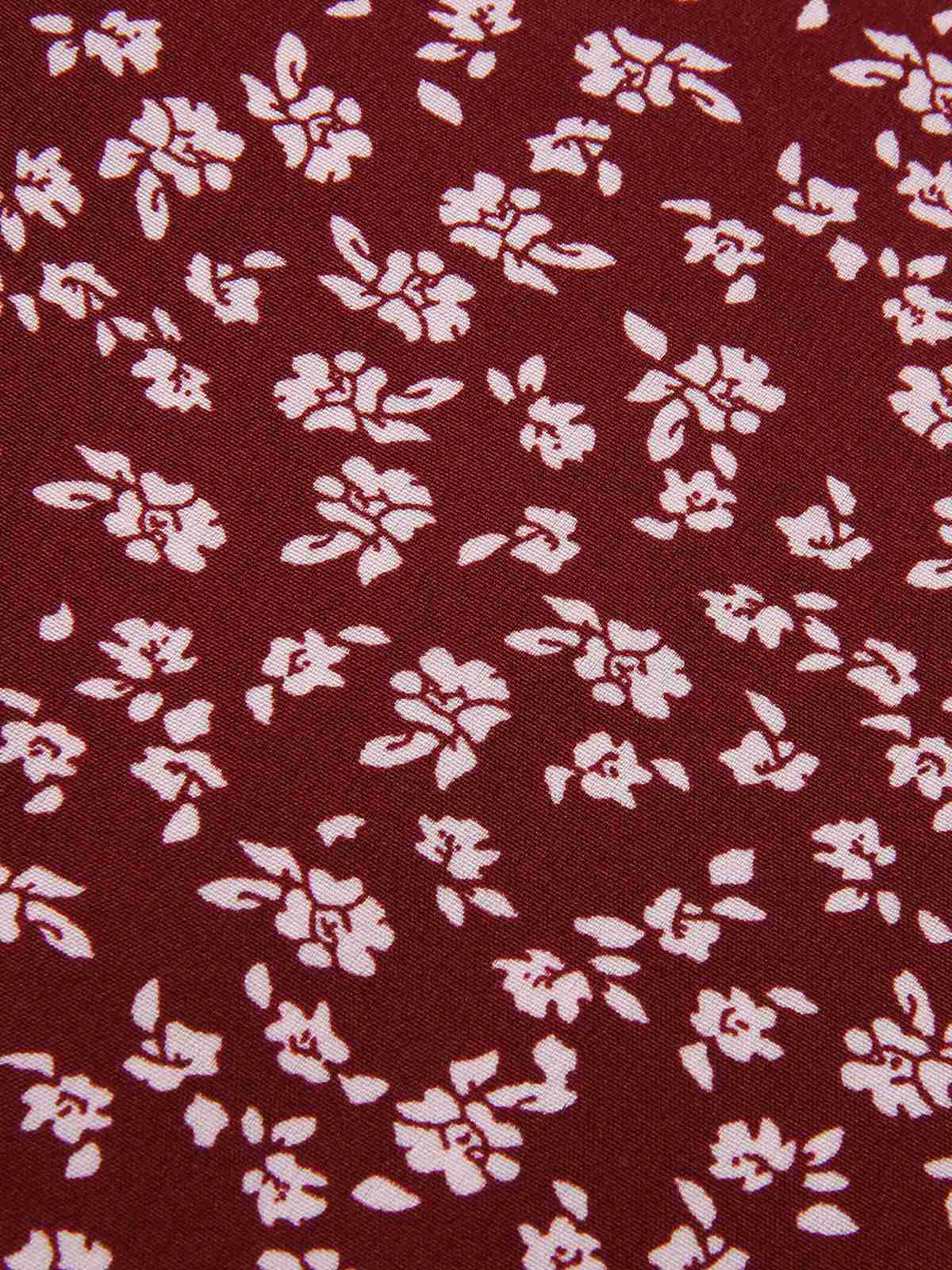 [Vorverkauf] Weinrot 1940er V-Ausschnitt Ditsy Blumen Kleid - Image 6