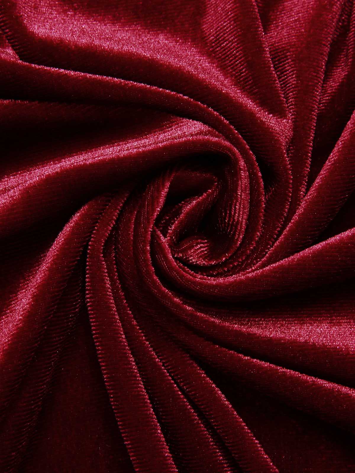 Weinrot 1940er V-Ausschnitt Samt Spitze Kleid - Image 4
