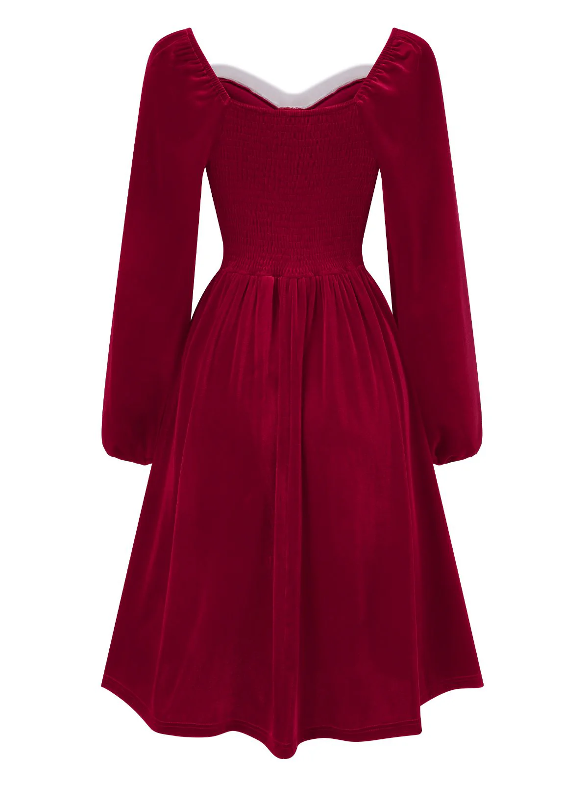 Weinrot 1940er Weihnachten Pelzkragen Solide Kleid - Image 3