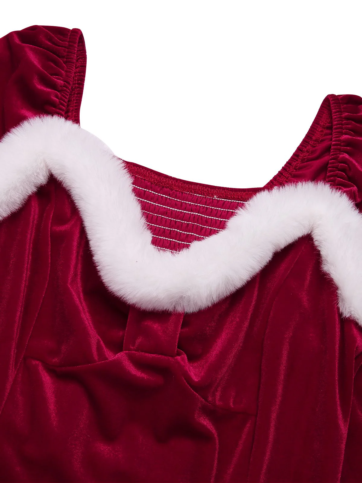 Weinrot 1940er Weihnachten Pelzkragen Solide Kleid - Image 4