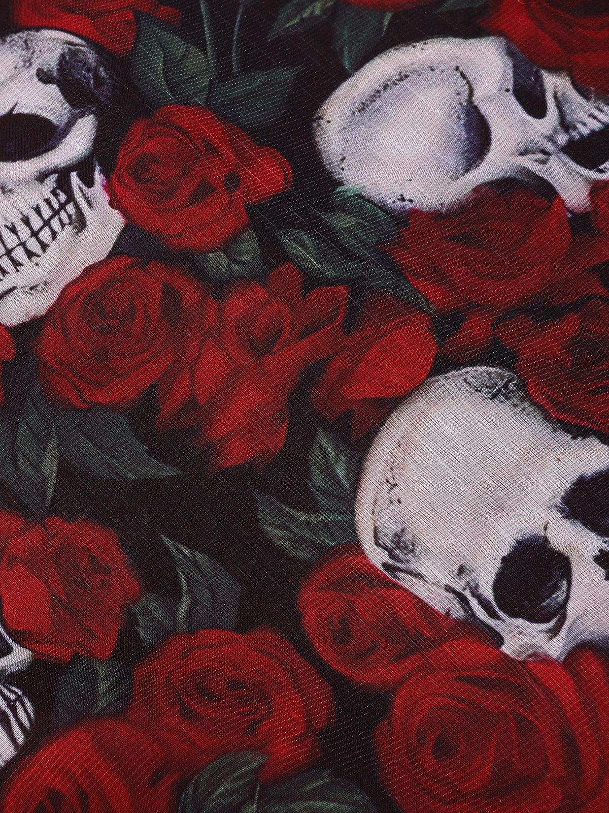 Weinrot 1950er Halter Halloween Roses Skeleton Masche Kleid - Image 5