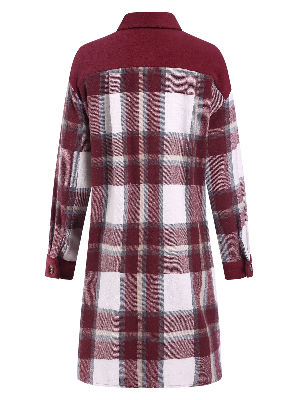 Weinrot 1950er Hemdkragen Tartan Plaid Mantel - Image 2