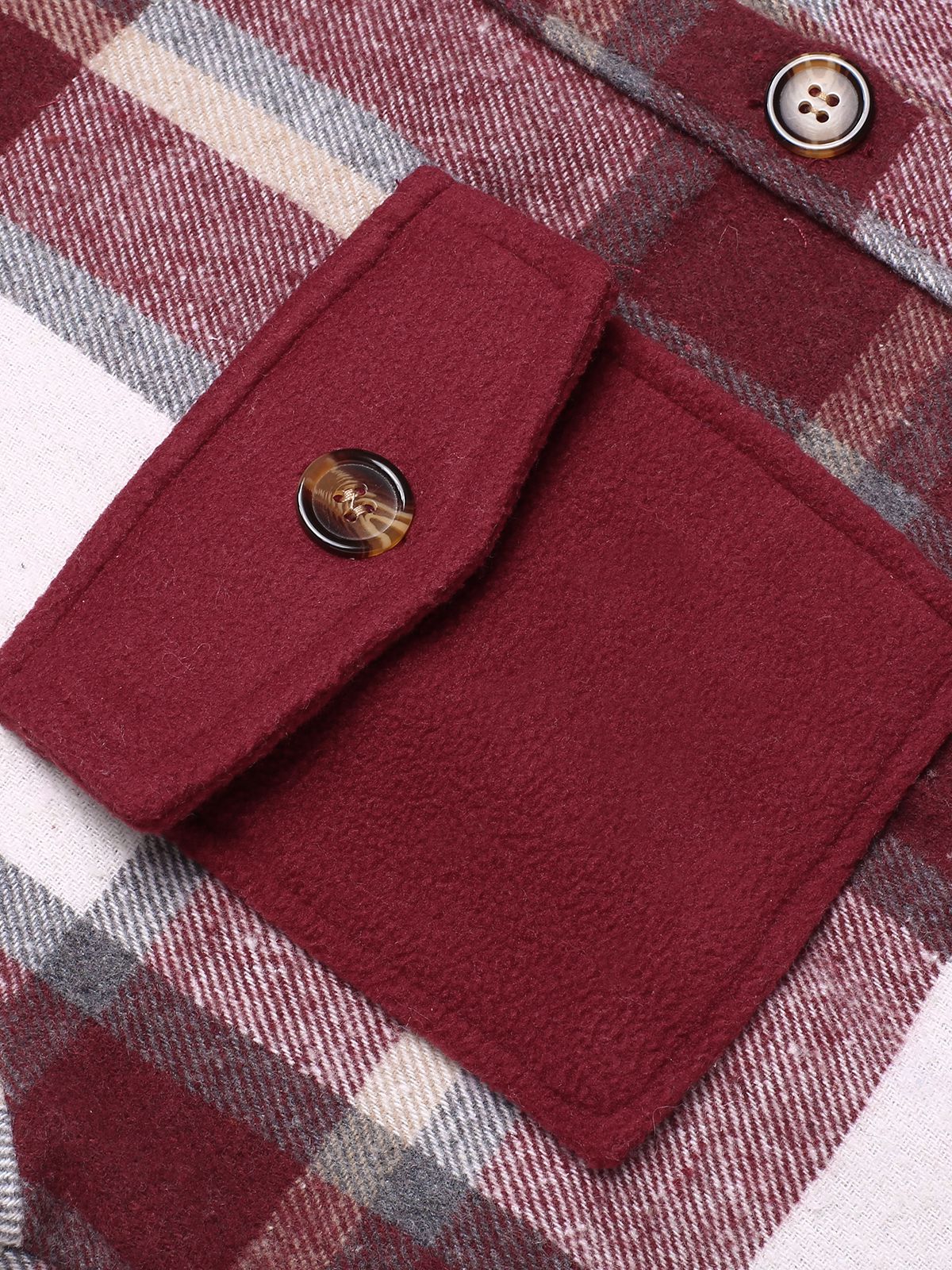 Weinrot 1950er Hemdkragen Tartan Plaid Mantel - Image 4