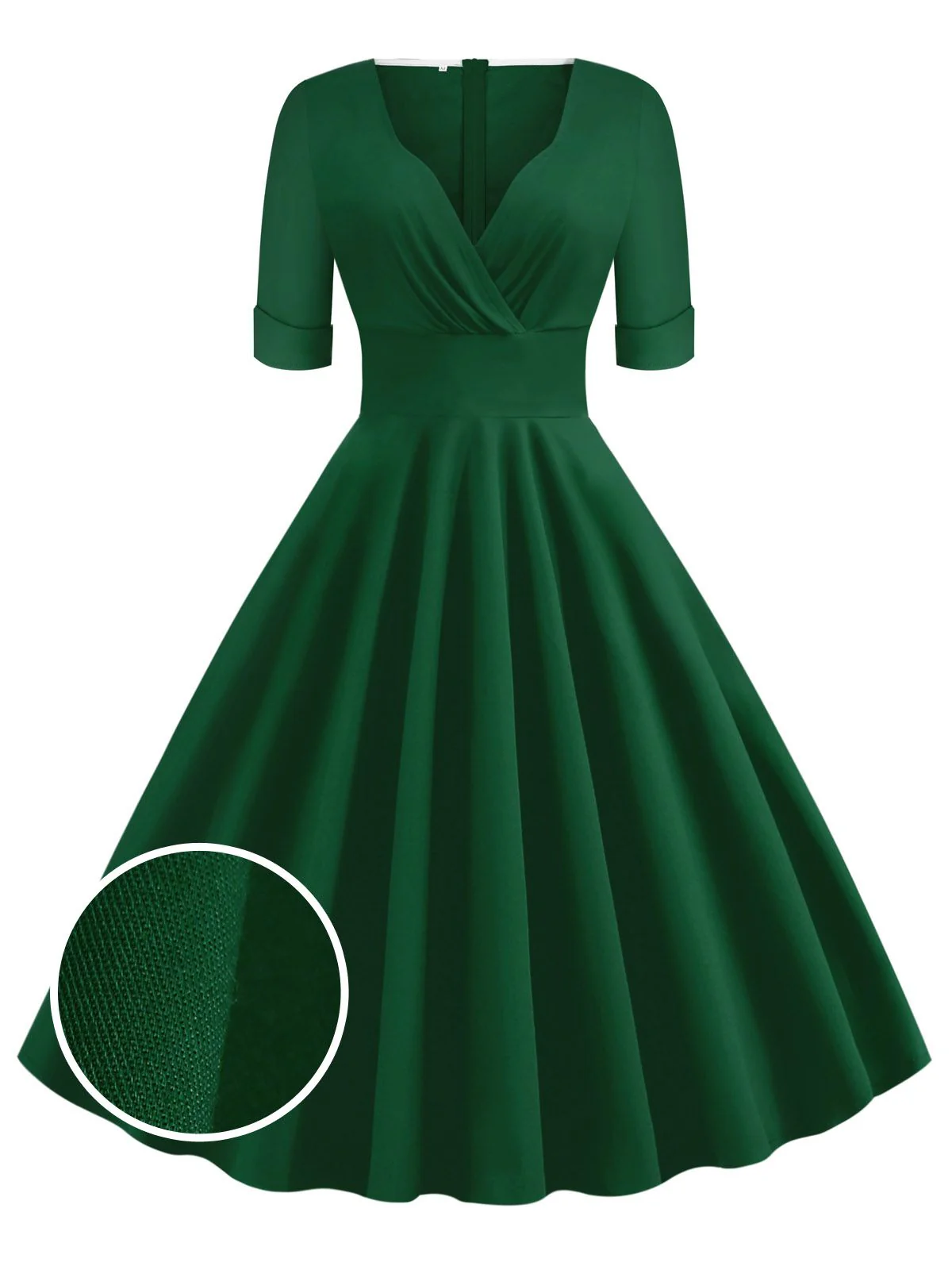 Weinrot 1950ER HOHE TAILLE V-AUSSCHNITT SWING KLEID - Image 7