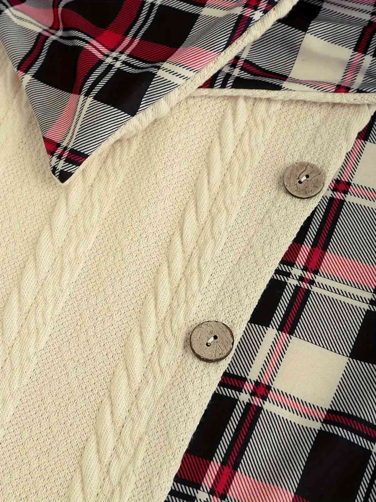 Schwarz 1950er Plaid Stricken Kapuze Kleid - Image 6