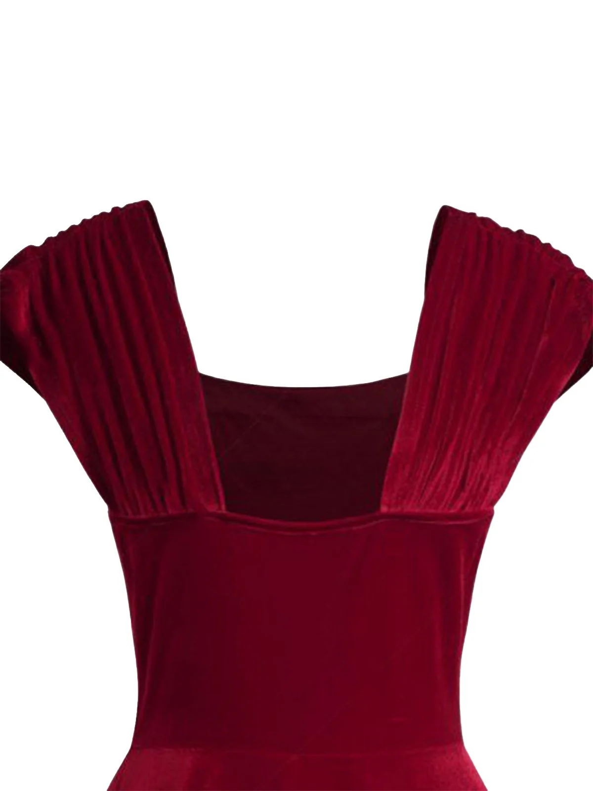 Weinrot 1950er Solide Herzknöpfen Kleid - Image 5