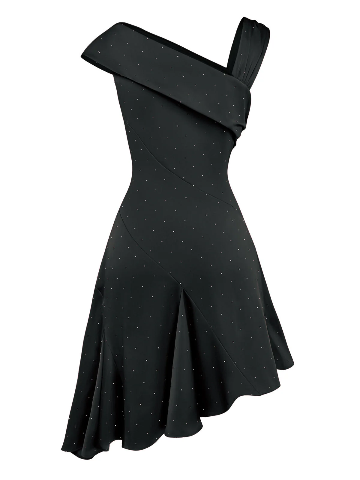 Weinrot 1960er Satin Strassstein Schulterfrei Kleid - Image 10