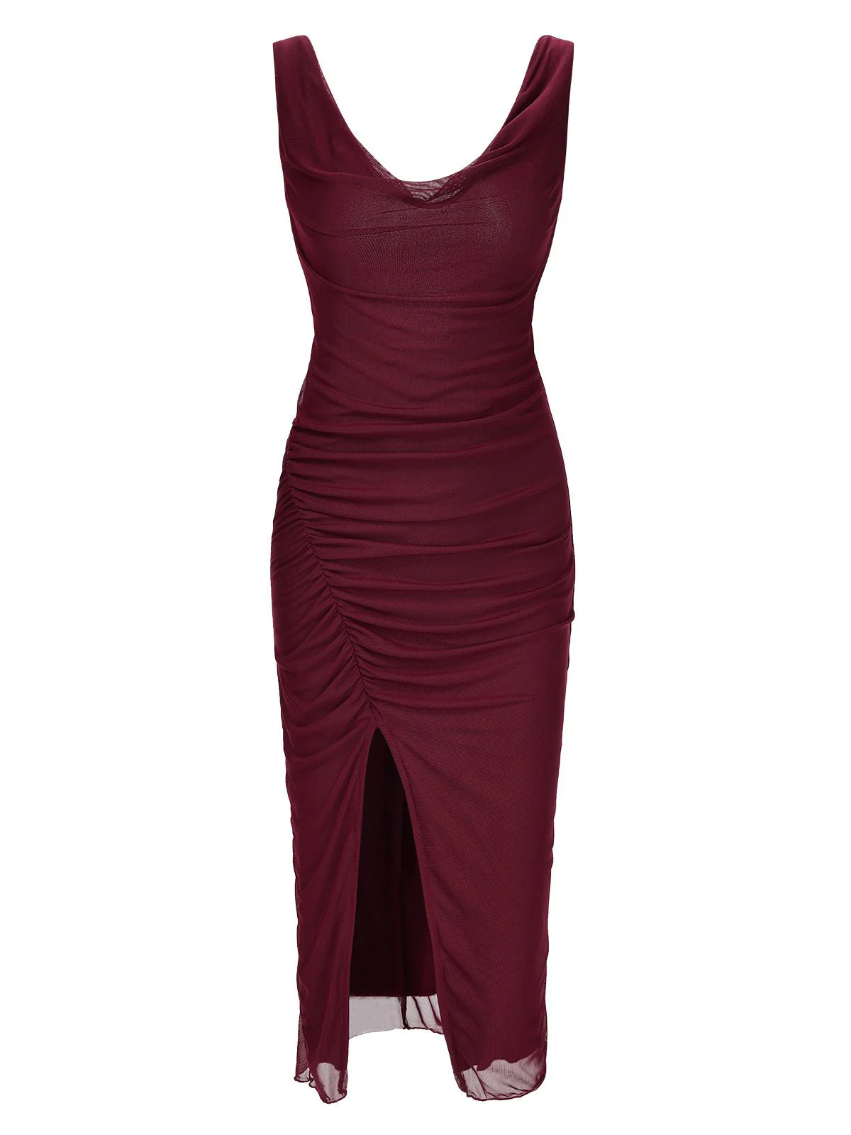 Weinrot 1960er Schal Schlitz Rückenfrei Kleid - Image 2
