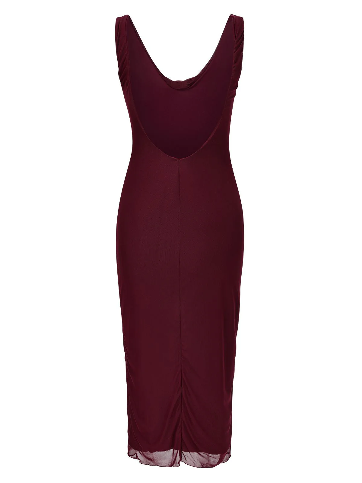 Weinrot 1960er Schal Schlitz Rückenfrei Kleid - Image 3