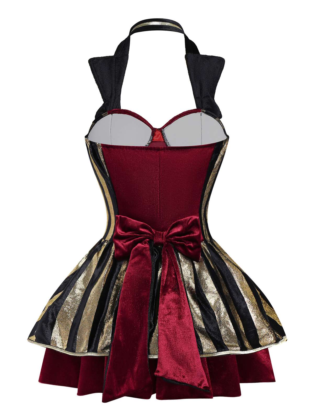 Weinrot 1970er Halloween Samt Piratenkapitän Kleid - Image 3