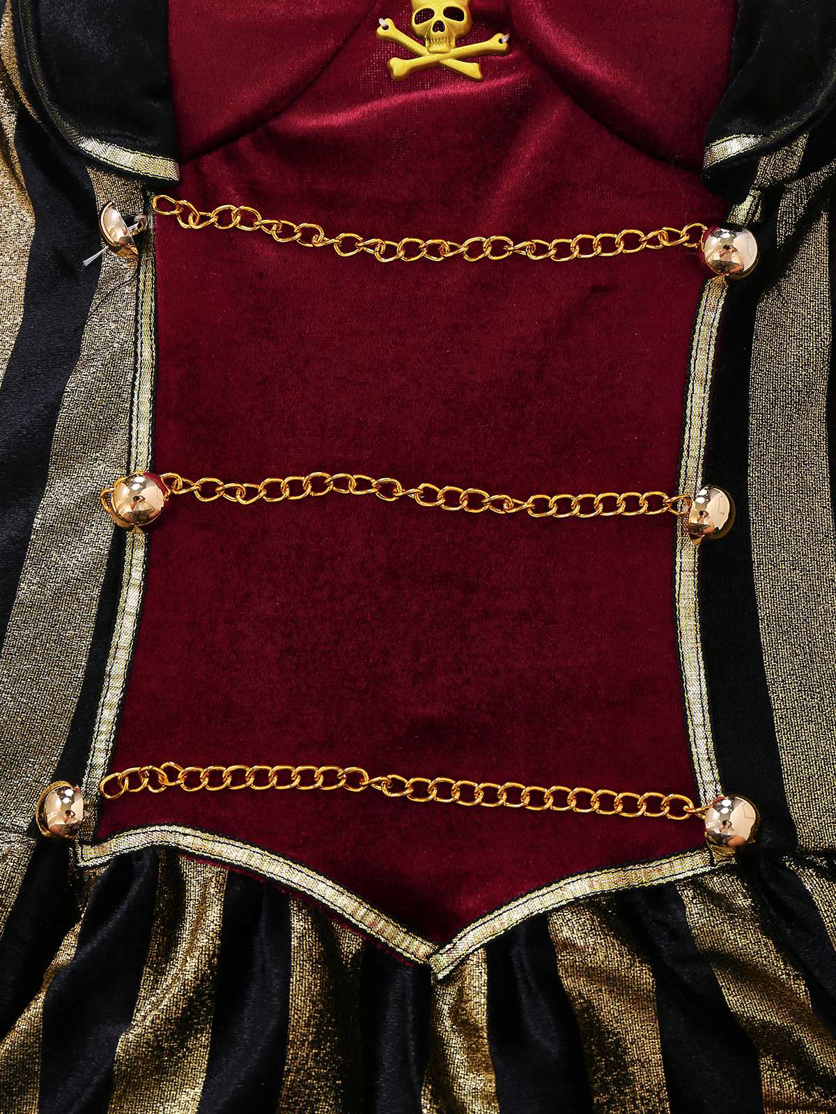 Weinrot 1970er Halloween Samt Piratenkapitän Kleid - Image 5
