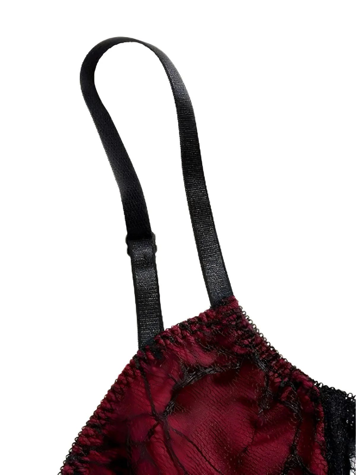 Weinrot 1970er Schläger Spinnennetz Spitze Camisole - Image 3
