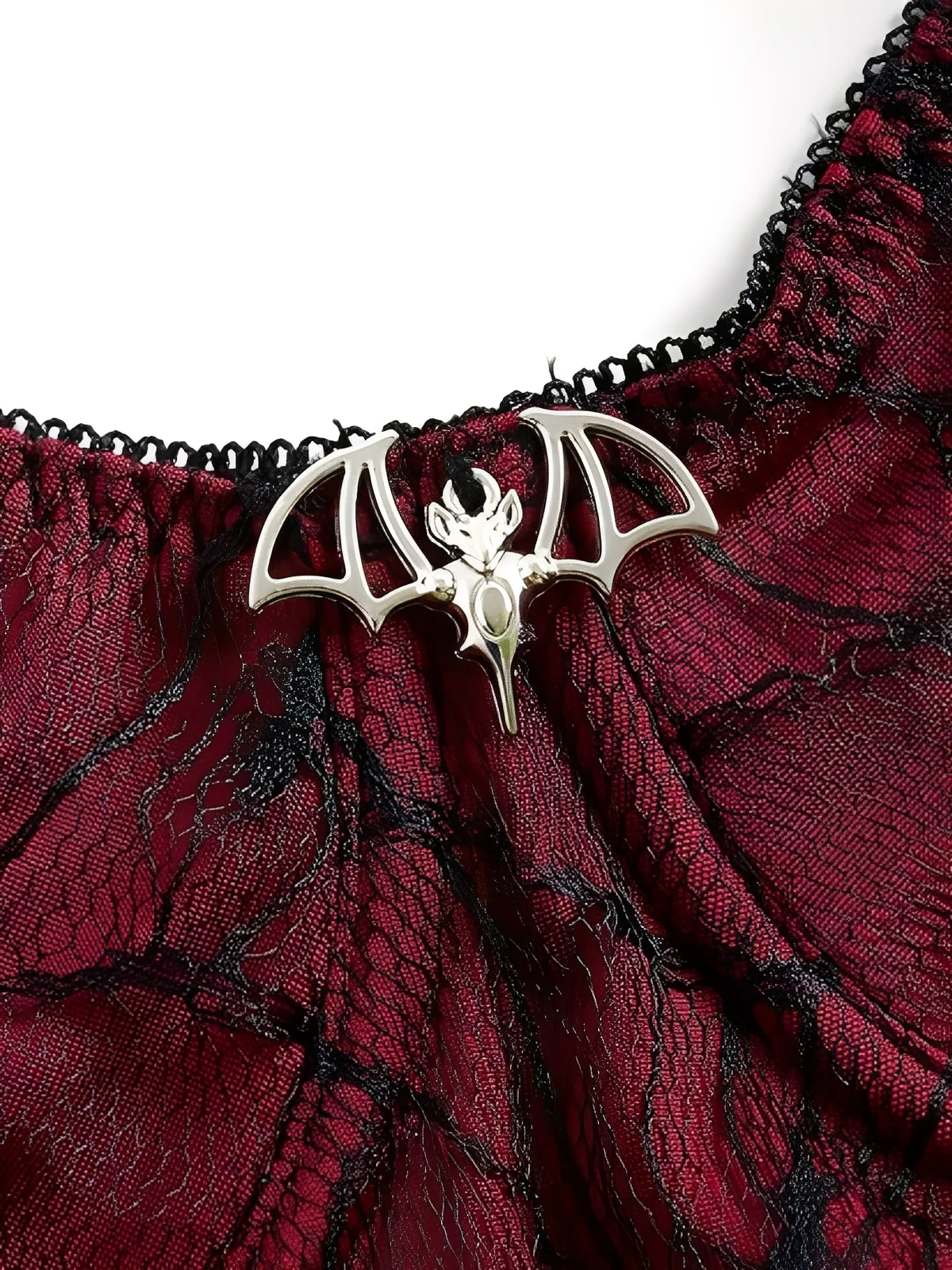 Weinrot 1970er Schläger Spinnennetz Spitze Camisole - Image 4
