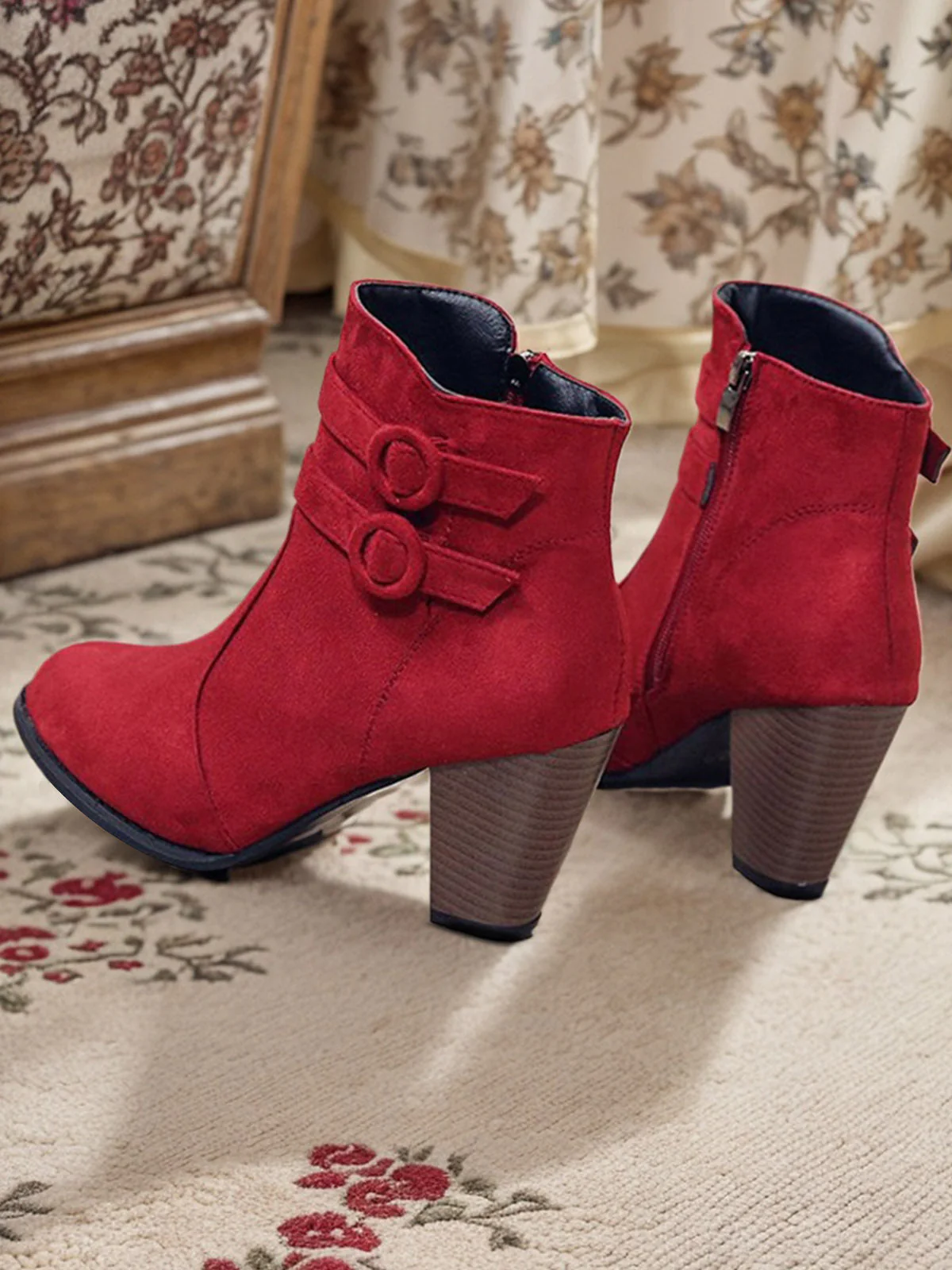Weinrot Biber Stiefel mit Hohen Absätzen - Image 2