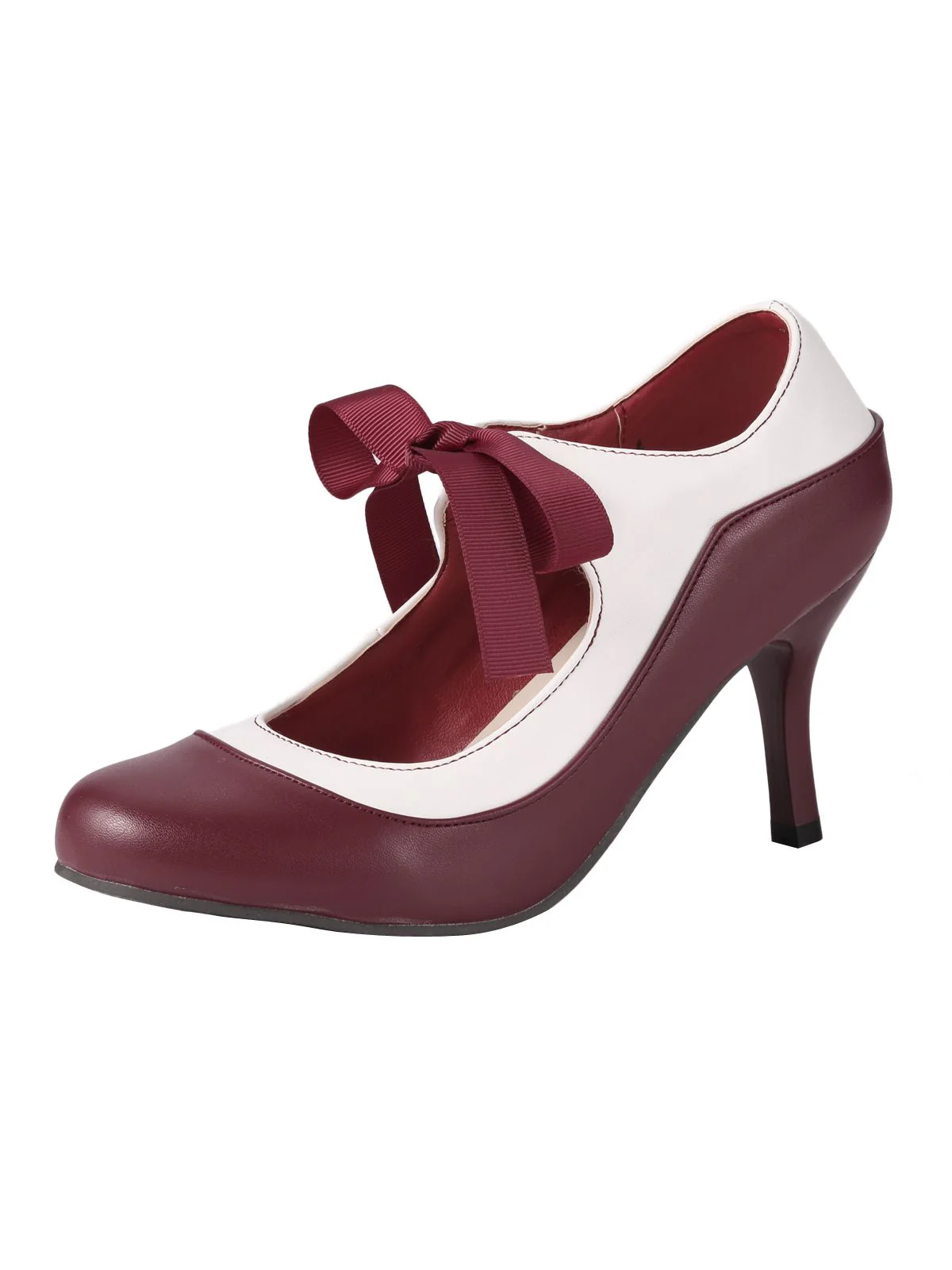 Weinrot Bogen Schnürschuh Stilett Schuhe - Image 4