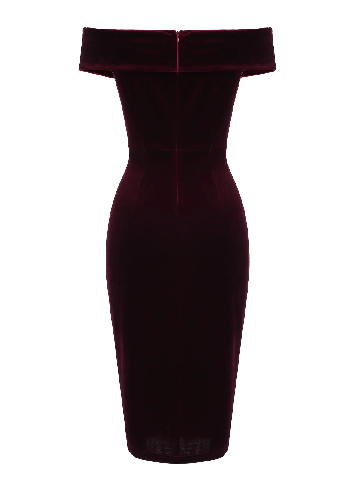 WEINROT SCHULTERFREI PENCIL KLEID - Image 4