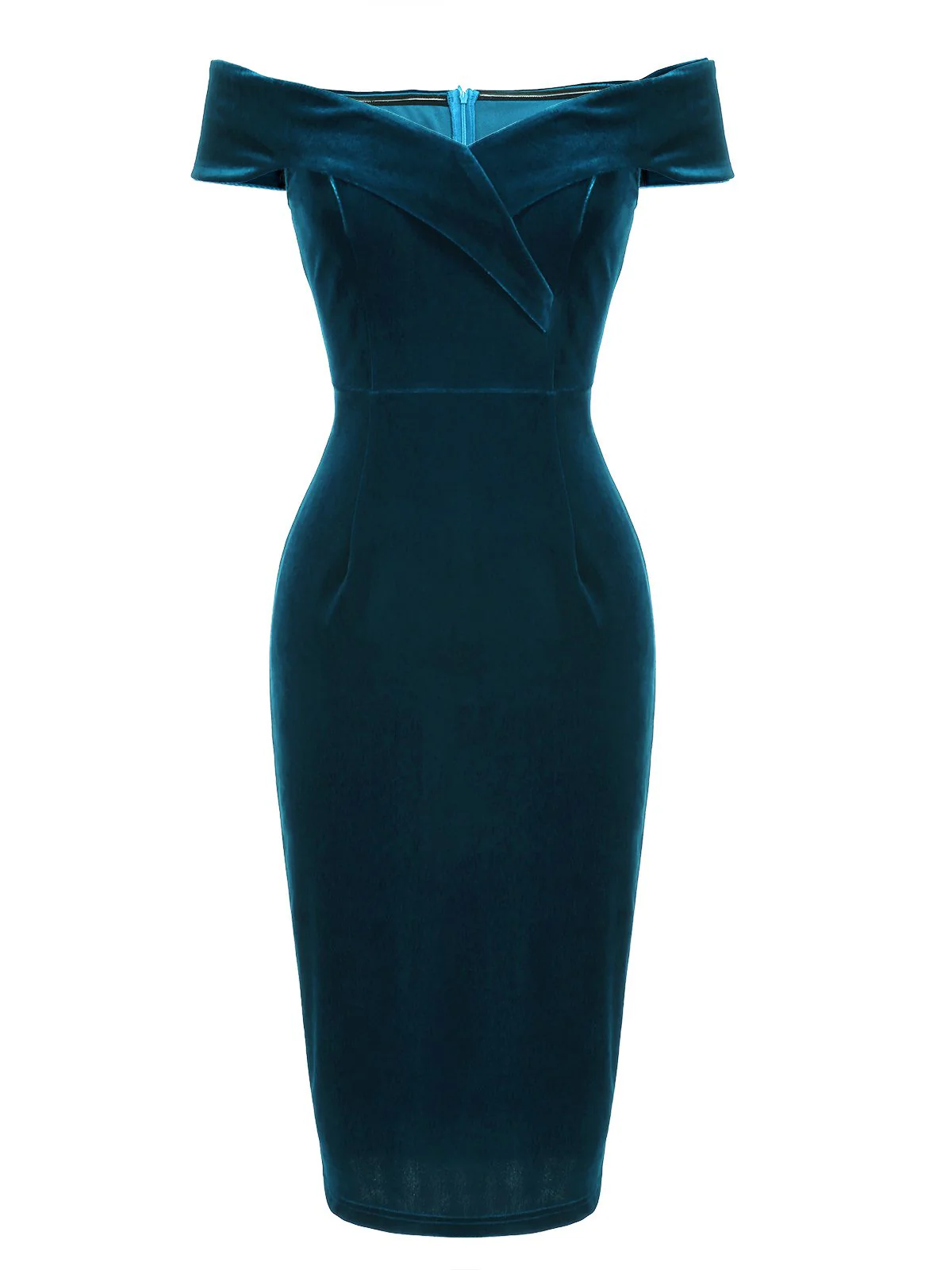Dunkelgrün VINTAGE SCHULTERFREI PENCIL KLEID - Image 14