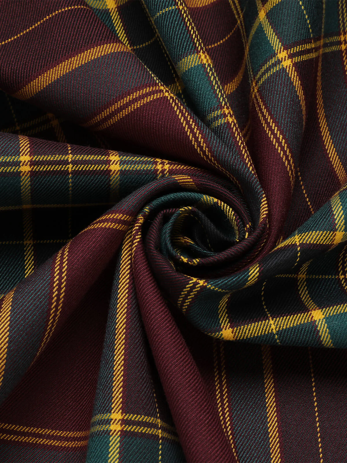 Weinrot 1950er Plaids Schulterfrei Kleid - Image 7