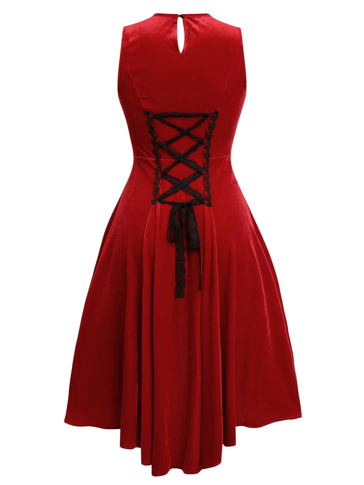 WEINROTES SPITZEN PATCHWORK SWING KLEID - Image 2